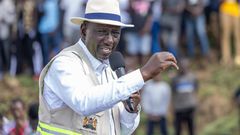 President William Ruto speaking during a development tour in Busia
