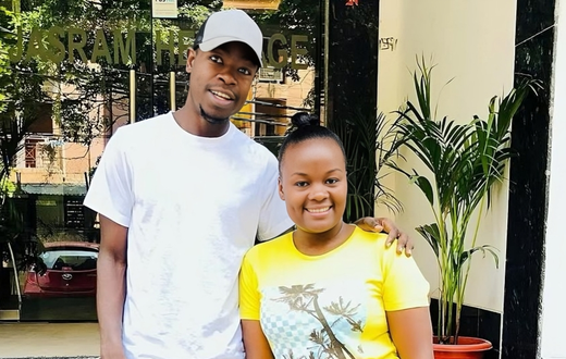 A past image of late footballer Ezekiel Otuoma with his wife Racheal Otuoma