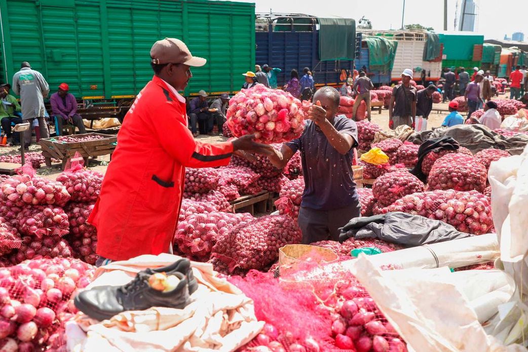 A trader selling onions