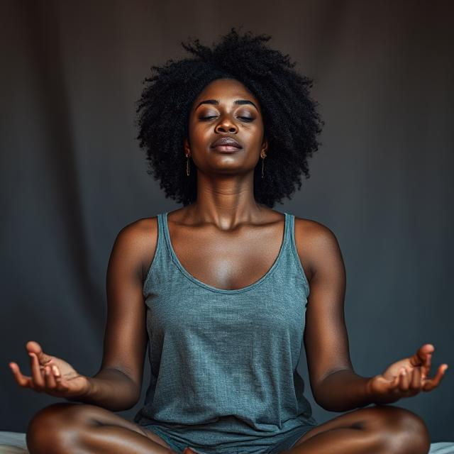 An AI generated image depicting a lady meditating