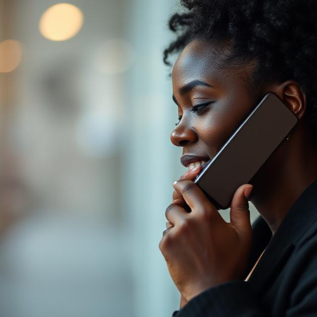 An AI generated image depicting a lady in low moods talking on phone