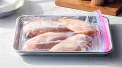 Chicken being readied for defrosting