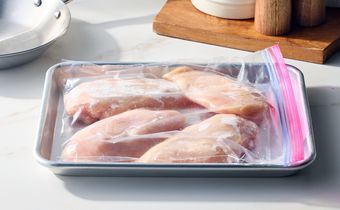 Chicken being readied for defrosting
