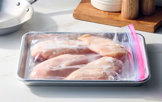 Chicken being readied for defrosting