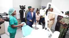 Kithure Kindiki and Aden Duale tour the National Police Level 4 Hospital in Nairobi on May 17, 2024