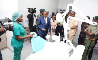 Kithure Kindiki and Aden Duale tour the National Police Level 4 Hospital in Nairobi on May 17, 2024