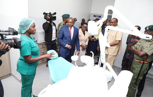 Kithure Kindiki and Aden Duale tour the National Police Level 4 Hospital in Nairobi on May 17, 2024
