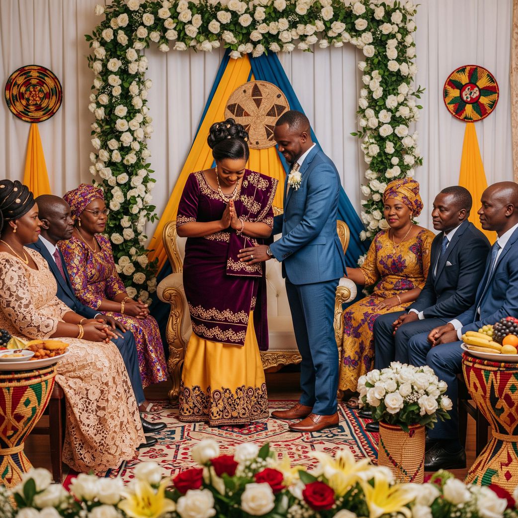 The bride and groom step forward and formally accept their proposed union