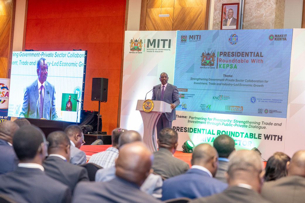 President William Ruto during the Presidential Private Sector Roundtable, Nairobi County.