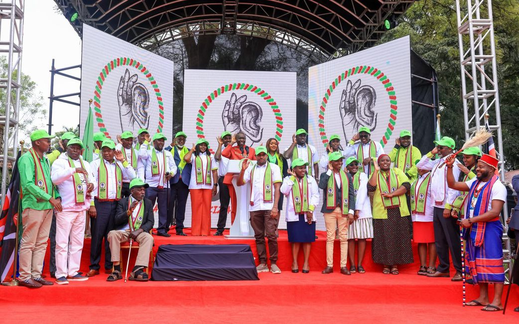 File image of DCP leader Rigathi Gachagua with interim officials on May 15, 2025