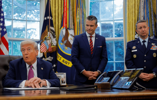 US President Donald Trump in the Oval Office, at the White House in Washington, DC, US, September 5, 2025 when he  signed an executive order to rename the Department of Defense the "Department of War"