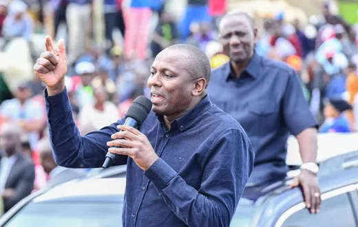 National Assembly Majority Leader Kimani Ichungwa speaking at a rally