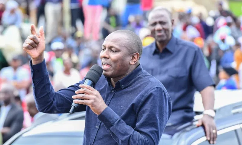 National Assembly Majority Leader Kimani Ichungwa speaking at a rally