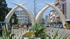 File image the iconic artificial elephant tusks located along Moi Avenue in Mombasa