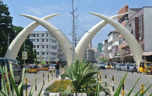 File image the iconic artificial elephant tusks located along Moi Avenue in Mombasa