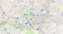 Map showing areas where police have barricaded the roads leading to Nairobi