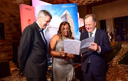 Stephen Jennings, Founder and CEO of Rendeavour, owner and developer of Tatu City, Veronica Kavata, Tatu City investor, and Preston Mendenhall, Group COO, Rendeavour and Country Head Kenya, during the launch of Jabali Towers, within Tatu City