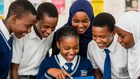 An AI-generated image depicting students in school