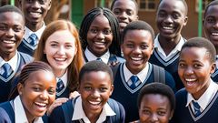 An AI-generated image depicting students in school