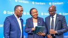 Isaac Mwangi, Head of Innovations, Sanlam Life, Jacqueline Karasha- CEO Sanlam Life and Jack Marwa – Head of Retirements Benefits – Sanlam Life during the Akiba Plus, a tech driven pension solution for flexible retirement planning.