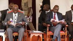 The late former President Daniel Moi with William Ruto at a past event