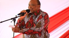 President Uhuru Kenyatta speaking during a Jubilee Grassroots leaders meeting in Muranga
