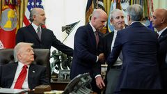 A dramatic moment unfolded in the Oval Office when a pharmaceutical executive collapsed during an announcement of a landmark deal to cut prices on obesity drugs.