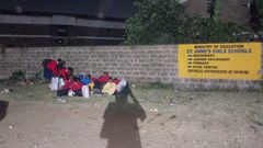 Girls stranded outside St Anne's Girls Secondary School in Nairobi