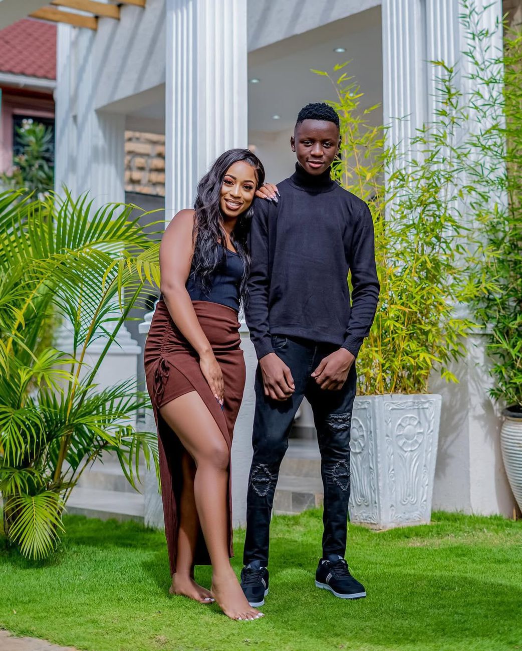 Morgan Bahati with his mother Diana Marua