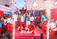DJ Klasiq celebrates his victory during the live announcement session of the SBOB Nairobi edition