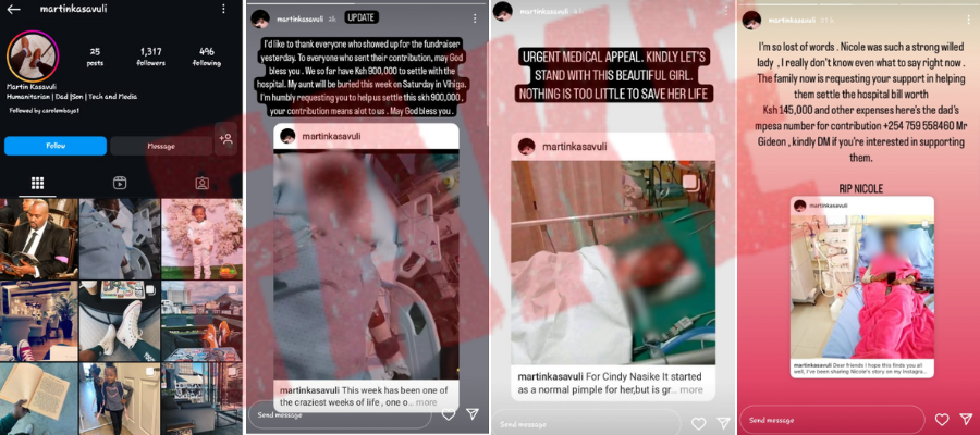 Photo: A collage of screenshots from the fake account who posed as Martin Kasavuli