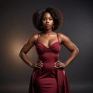 An AI-generated image of a lady with Appl body type