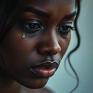 An AI generated image of a grieving woman