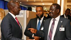 File image of President William Ruto with CS Hassan Joho and ODM leader Raila Odinga