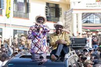President William Ruto with Raila Odinga in Homa Bay