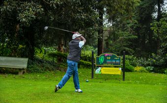 Golfer Ken Mutuiri in action during the 2025 NCBA Golf Series at Sigona Golf Club
