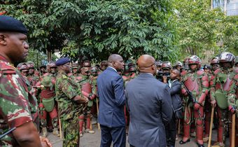 Interior CS Kipchumba Murkomen addressing police officers on July 7, 2025