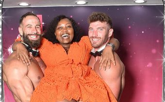 Senator Millicent Omanga with Chippendales dancers