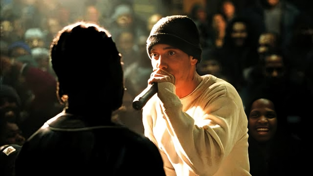 Rapper Eminem performs Lose Yourself in the move 8 Mile