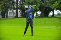 NCBA Group MD John Gachora tees off at the Sigona Golf Club during the club's leg of the NCBA Golf Series