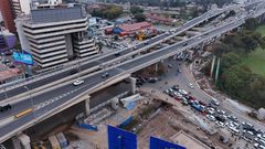 An aeriel view of the busy Haile Selassie Avenue and Uhuru Highway Roundabout