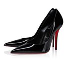 A pair of red-soled, high-heeled Louboutin shoes