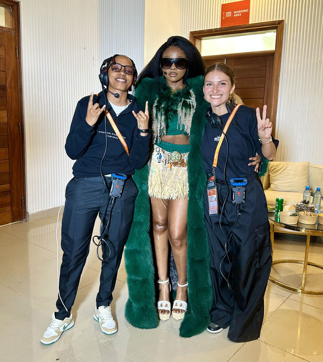 Choreographers Quincy Icon and Karina Zaripova with Tanzanian artist Zuchu at CHAN 2025 [Image Credit: Quincy Icon]