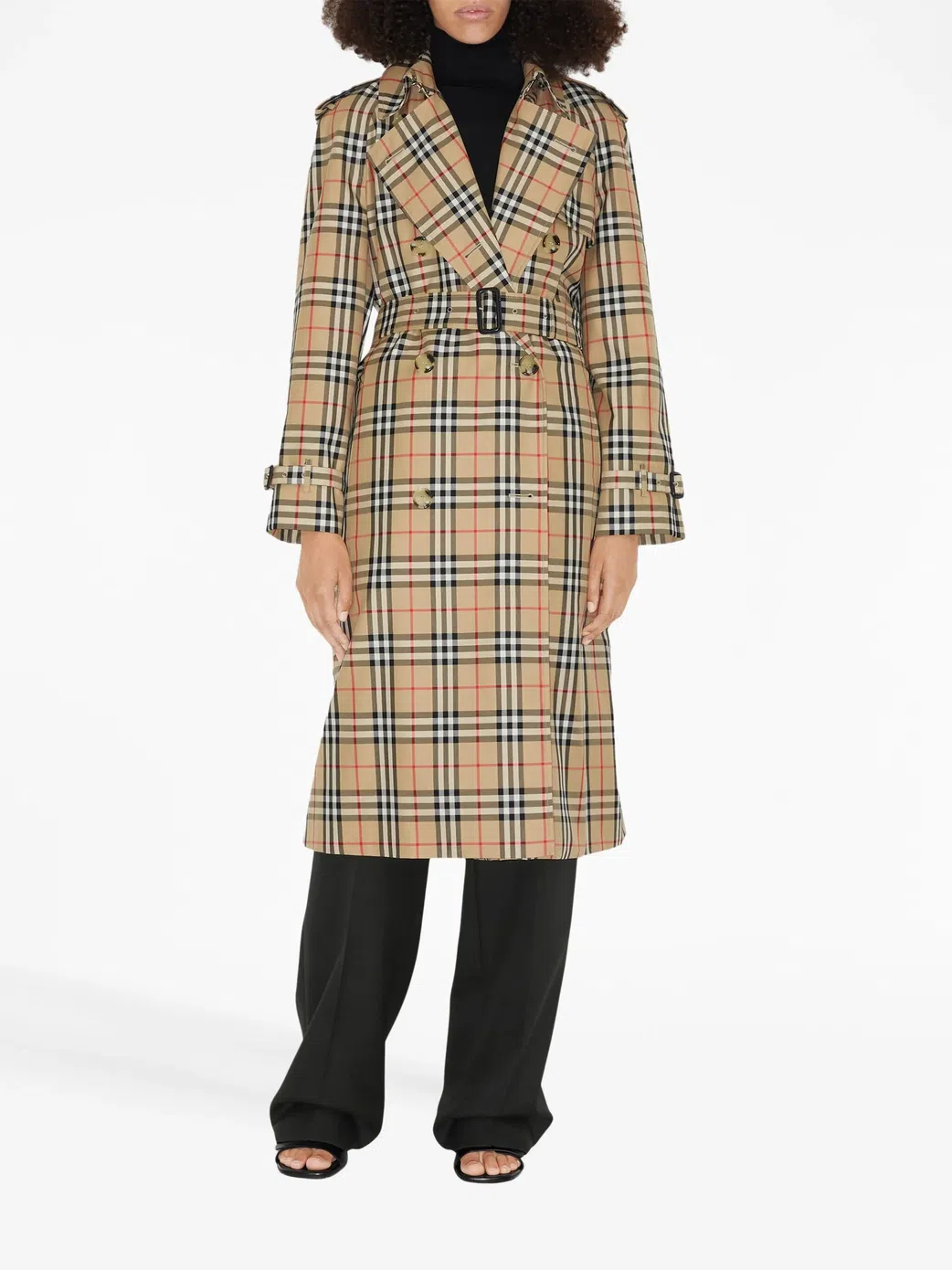 Model wearing a Burberry coat