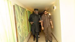 African Legends Publishing founder Dr. Wale Akinyemi with Nigerian actor and director Mike Ezuruonye