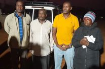 Bob Njagi and Nicholas Oyoo at the Busia border shortly after being released by Ugandan authorities
