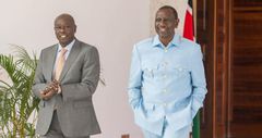 File image of President William Ruto and Rigathi Gachagua when the latter was still serving as Kenya's DP