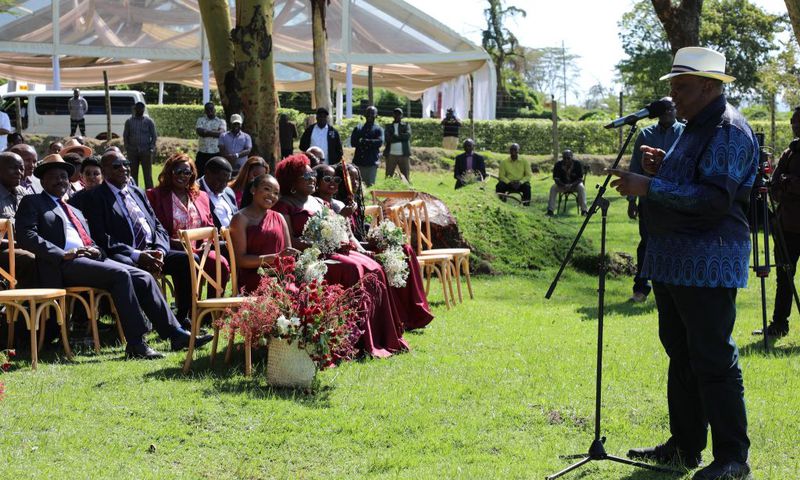 Former President Uhuru Kenyatta at Damarie Saada's wedding