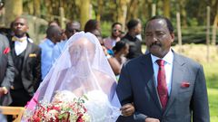 Kalonzo Musyoka with his daughter Damarie Saada on her wedding day