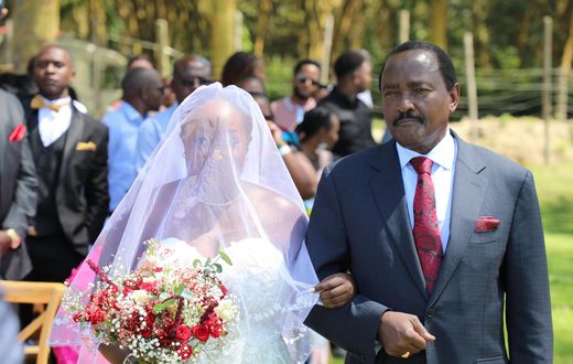 Kalonzo Musyoka with his daughter Damarie Saada on her wedding day